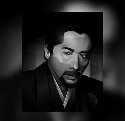 Hiroyuki Sanada Shogun vector portrait actor adobe illustrator art black and white calm digital drawing face graphic design illustration japan noir portrait samurai shogun vector vector portrait warrior