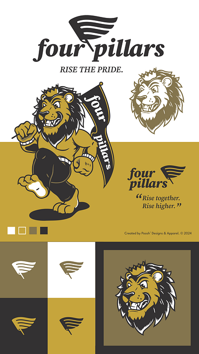 Four Pillars Mascot & Brand Identity branding character design design graphic design illustration logo mascot design t shirt design vector