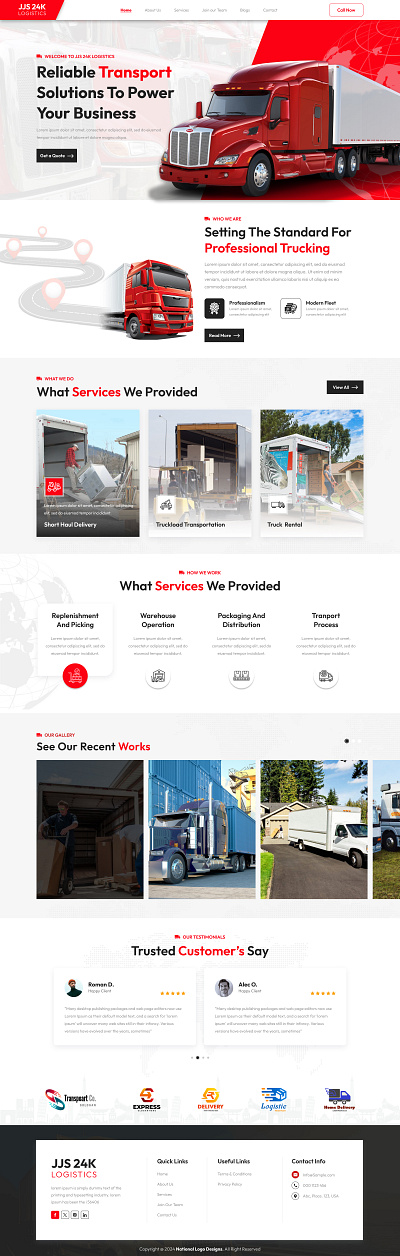 TRUCK TRANSPORTATION creative design logistic professionalwork transportation truck ui website