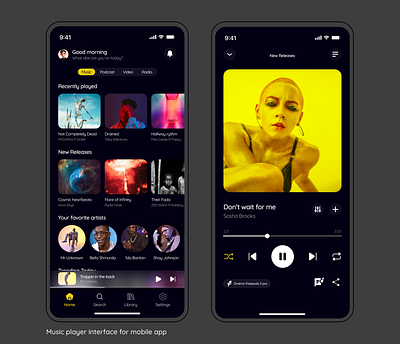 Music player UI for mobile app app design appui design mobileapp musicapp ui uiux ux website