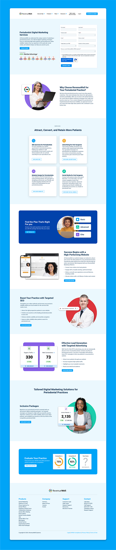 Periodontal Digital Marketing Landing Page brand brand design branding dental marketing dental website design graphic design iconography icons landing page typography ui visual design web design website