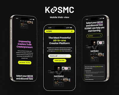 KOSMC - Mobile WebView homepage homepage design influencer landing page link in bio linkin bio ui linkinbio mobile web view mobile website mobile website ui mobile webview ui web view website website design website landing page website ui website uiux