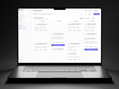 Calendar view of Task Management Dashboard activity calendar clean daily dashboard data design kanban management planner product product design saas table task task management ui ui design work workflow