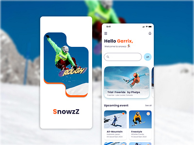 SnowzZ ! snowboard event organizers app android app appdesign ecommercedesign event game interactiondesign ios minimal minimalistdesign mobiledesign modern prototype responsivedesign sports ui userinterface ux webdesign wireframe