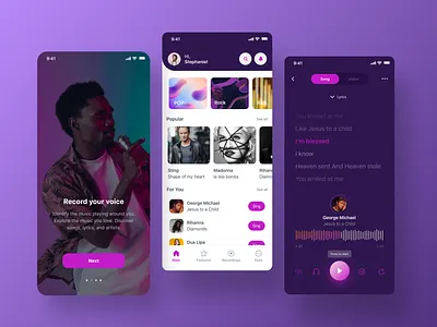 Karaoke app UI/UX case study | Test work android app design case study clean ui ios karaoke mobile mobileapp music purple ui uiux ux research