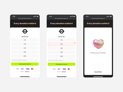 Donation Mobile Web Page design donation mobile ui uidesign uiux ux uxdesign web webdesign