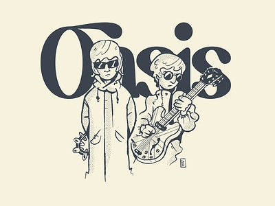 Tribute Doodle - Oasis english illustration liam gallagher manchester noel gallagher oasis procreate rock