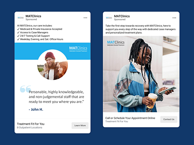 MATClinics Meta Ads + Landing Page addiction recovery bottom of funnel digital design facebook landing page medication assisted treatment meta ads outpatient clinic ppc marketing retargeting suboxone treatment ui user journey ux