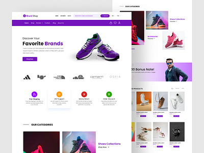 Shoes Shopify Store Website Landing Page Design adidas branding design landing page design product landing page ui ux design web design website design