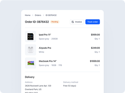 Order Details - SquareUi design system figma order order details order summary product design ui ux web design