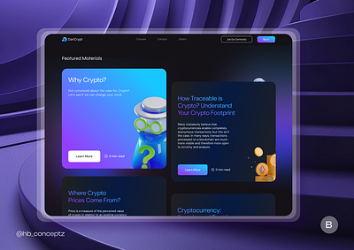 Dark mode for Cryptocurrency Education Platform bitcoin blockchain blockchaintechnology crypto crypto.cryptocurrency cryptocurrency cryptotrader dao education ethereum fintech nft productdesign productdesigner technology uidesigner uiux uiuxdesigner uxdesigner web3