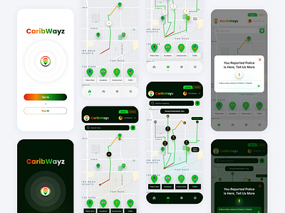 CaribWayz Navigation Mobile App Light/Dark Mode app app design app ui branding design google maps illustration maps app ui navigation app ui ui ux ui ux design website ui