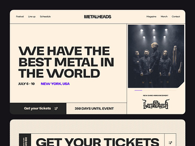 Metal festival page design layout simple ui web