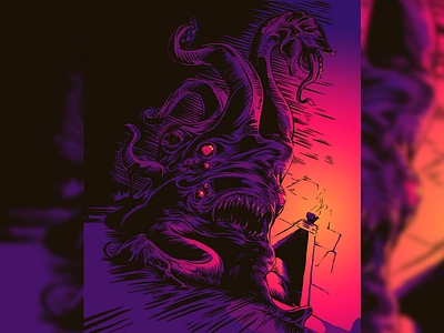 Funky Shoggoth halloween illustration lovecraft vector illustration