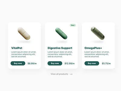 Pet supplement webdesign branding graphic design health brand pills supplements ui web design website design website products