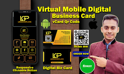 Virtual Digital Business Card animation branding business car digital business card digital card graphic design logo qr code ui vcard virtual business card virtual car