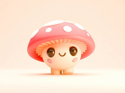 A Minimal, Animated 3D Mushroom. 3d 3d art 3d artist 3d design 3d illustration 3d modeling 3d mushroom animation blender cgi cgi art cgi artist design illustration landing page mushroom ui design uiux ux design web design