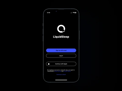 IOS App Login Screen app app login app ui auth flow authentication ui darkmode email sign up launch login screen sign in with apple sleep
