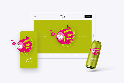 Yeti. Web, Mobile, Packaging animal app brand cartoon character dashboard dragon dragonfruit food fruit illustration landing mobile monster onboarding shop splash ui web yeti