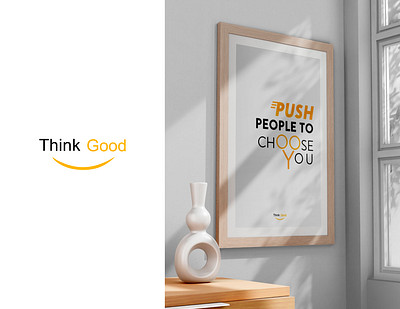 Branding of positive mindset brand - ThinkGood branding decoration design home decoration home design logo logo design painting personal growth positive mind positive quotes smile yellow