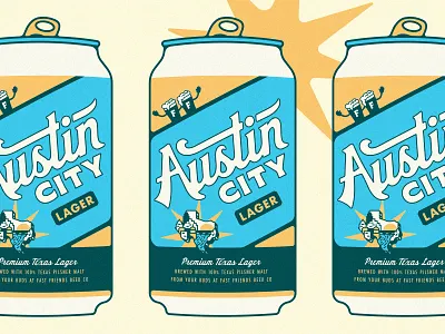 Austin City Lager - Label Design alcohal austin beer beer label beer packaging brewery city craft beer label label design light beer liquor packaging design pilsner skyline southwestern texas