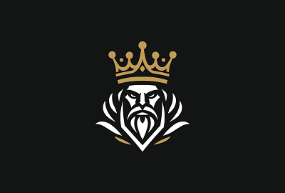 Elegant Bearded King Royal animal brand branding crown design graphicdesign icon illustrator king kingdom leader loyelty modern logo royal strong