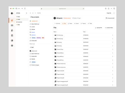 Openhub - File Management CRM Application analytics analytics dashboard b2b crm crm dashboard crm product design crm saas crm ui crm ui ux customer relationship management dashboard management dashboard management system prodcut design saas sales analytics sales dashboard sales management web application web design