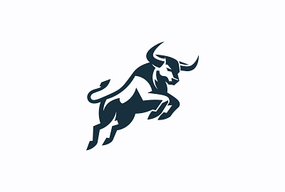 Jumping Bull abstract animal branding bull finance graphic design icon illustartion invest jump logo logo design logos modern logo ox stock trade