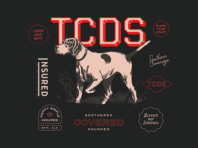 TCDS Insurance Branding alabama bama birmingham brand branding country covered design dog grey red guide hoodzpah hound hunting dog illustration insurance insured rover southern standards