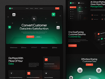 Sata - Data Management Website ai dark dashboard data management landing page minimal saas ui uidesign uiux web webdesign website