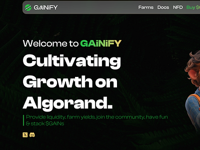 Gainify Website ~ Landing page with Navigation menu branding ui