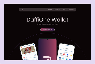 Landing page UI design for DaffiOne Wallet ~ Built on Algorand app branding ui ux