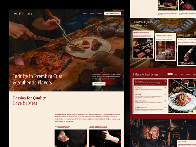 Deliyumeaty - Gourmet Meat-Focused Restaurant Landing Page chef food foodies gourmet hero kitchen landing page meat menus michellin price restaurant ui web design