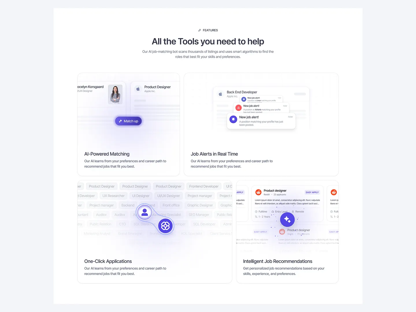 Innovative Product Showcase Section for Job SaaS Landing Page