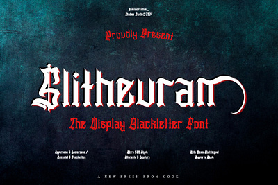 Slithevran – Display Blackletter Font blackletter branding dark decorative design display english font gothic horror illustration modern new old typeface typography ui vintage web