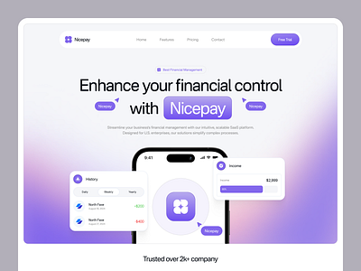 Nicepay - SaaS Webflow Templates chart clean data finance financial glow home page landing page payment popular saas section testimonial ui ui design uiux web design webflow website widget