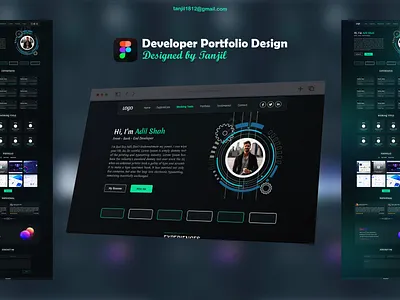 Portfolio Website Ui Design for Developer attractive best dark design designer developer figma home landing page page portfolio single top ui unique user experiences user interface ux web website