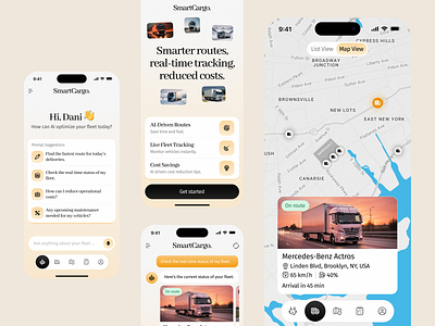 SmartCargo - AI-Powered Fleet and Logistics Management App ai ai first application artificial intellegent clean design ui