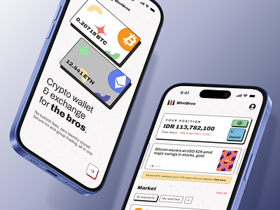 MintBros: crypto wallet & exchange ui concept brutalism crypto exchange illustration mobile soft ui ux wallet