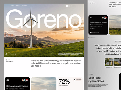 Goreno - Solar Energy Landing Page clean design energy landing page solar solar energy ui ui design ui ux website wind turbine