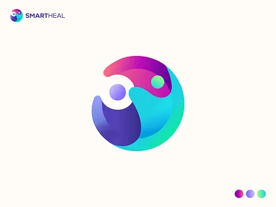 SmartHeal Logo 3d a b c d e f g h i j k l m n brand identity branding doctor happy happyhealth health health logo hospital logo logo design medicine modern logo pharmacy smartheal therapy x ray