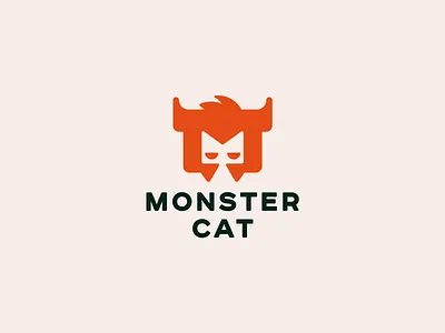 Monster cat cat character funny halloween horns horror logo logotype m minimalism monster mystic scary