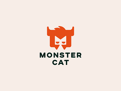 Monster cat cat character funny halloween horns horror logo logotype m minimalism monster mystic scary