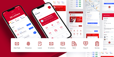 E-Office Mobile Apps e office mobile apps payroll app presence app red app task management