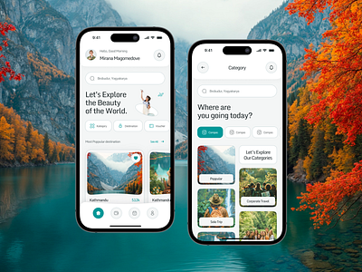 Travel Mobile App app booking clean minimalism mobile mobile app mobile app design nature tour travel travel app trip ui ui design vacancy