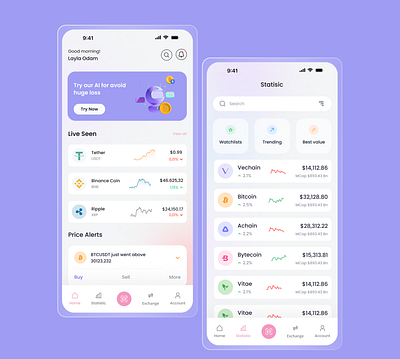 Crypto mobile app app branding crypto finance logo mobile app screen ui ux ux ui design wallet