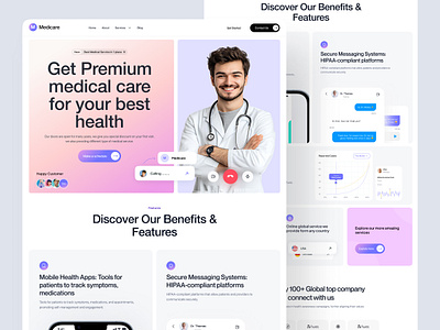 Medicare - Healthcare Technology Landing Page Website clinic doctor web health health care healthcare web home page landing page landingpage medial web medical medical website medical website design medicine minimal modern ui ux web design website design