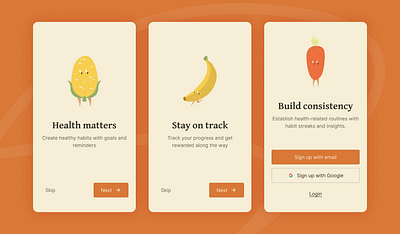 Onboarding for health habit-tracking app app branding design onboarding ui ux