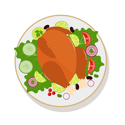 Vector illustration of roasted turkey