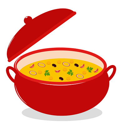 Vector illustration of pumpkin soup for Thanksgiving cartoon graphic design green holiday illustration pot pumpkin soup red soup thanksgiving ui vector vegetable soup